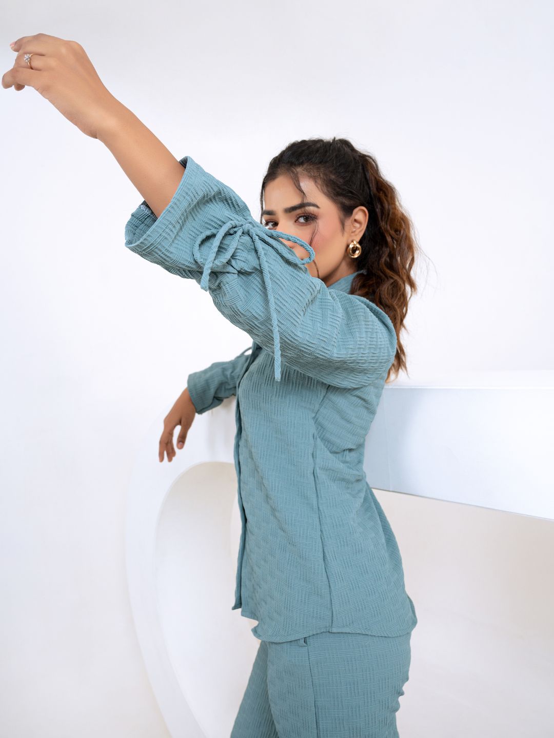 Pop Jacquard Turquoise Co-Ord Set