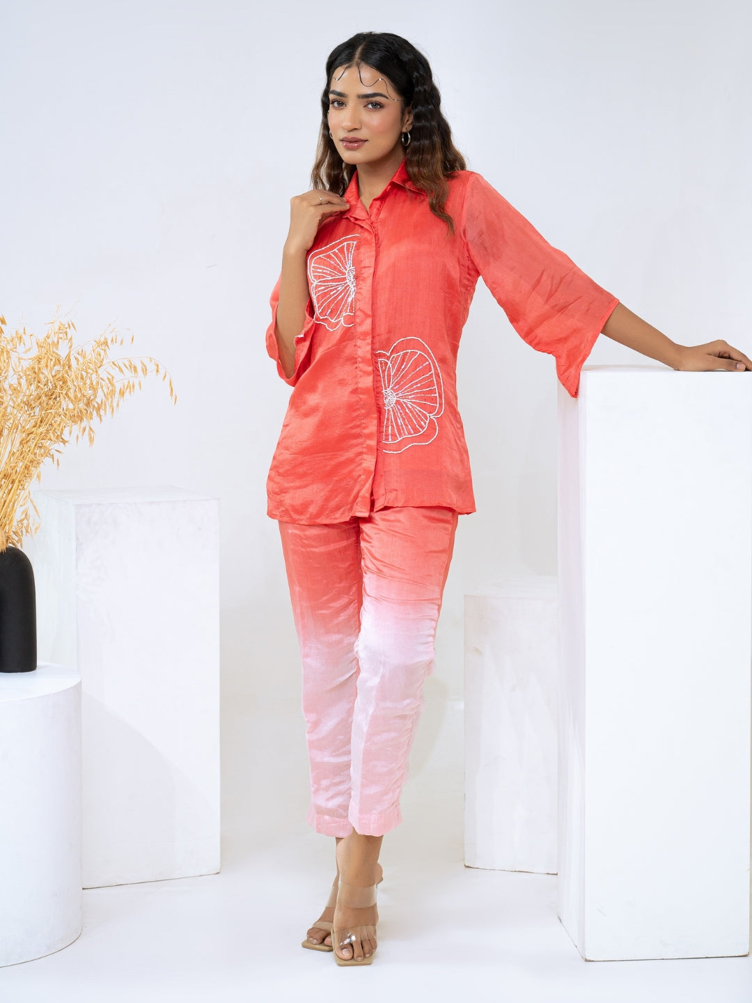 Ombre Summer Silk Peach Co-Ord Set