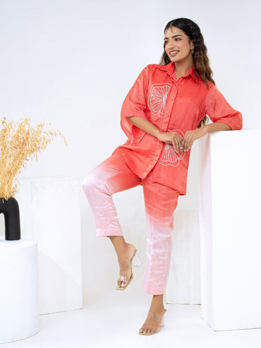 Ombre Summer Silk Peach Co-Ord Set