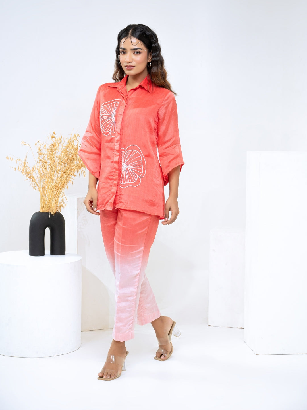 Ombre Summer Silk Peach Co-Ord Set
