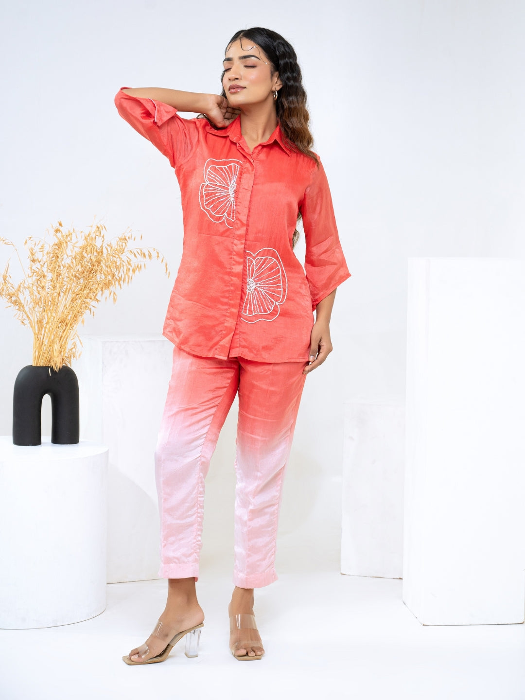 Ombre Summer Silk Peach Co-Ord Set