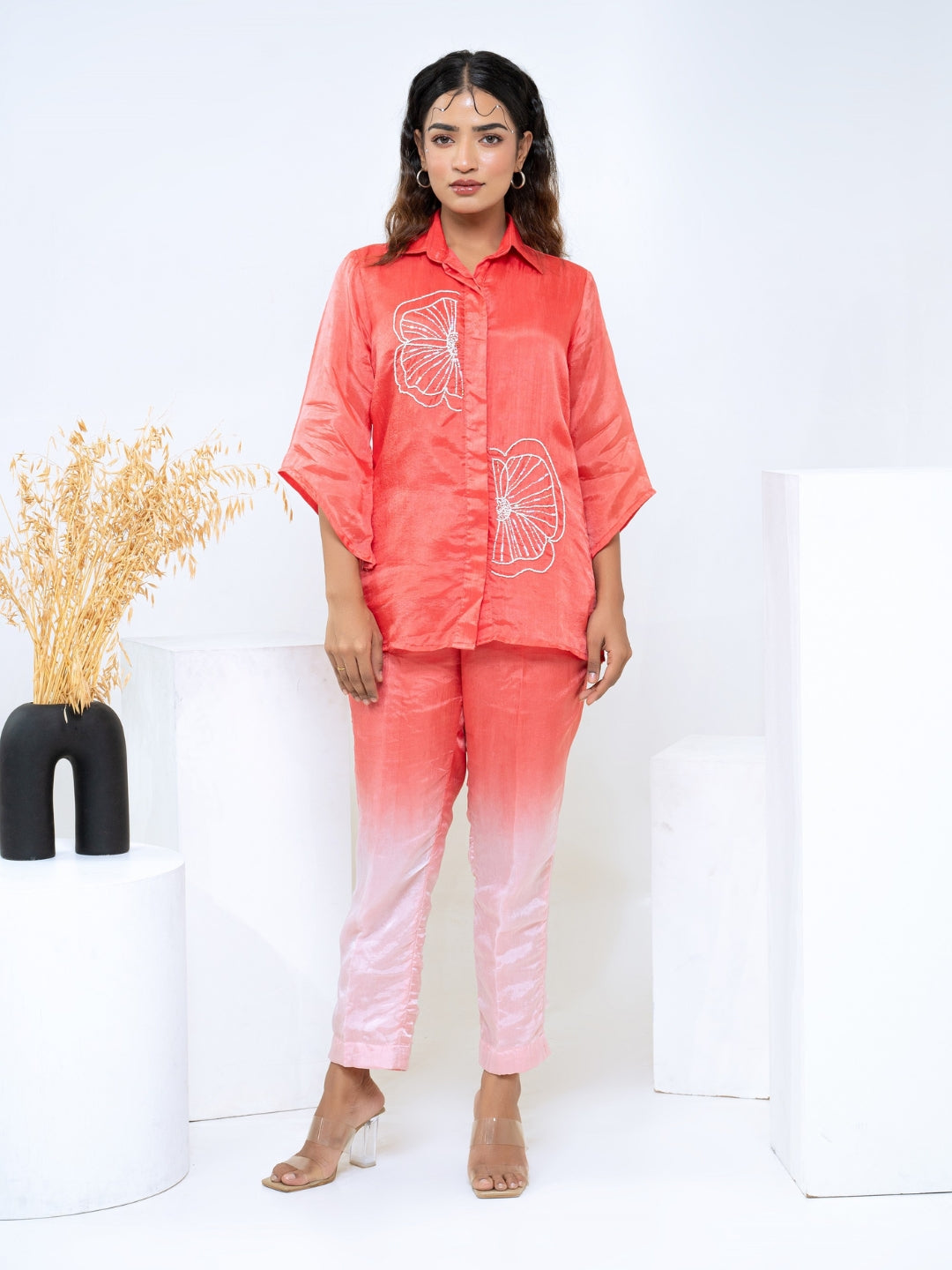 Ombre Summer Silk Peach Co-Ord Set