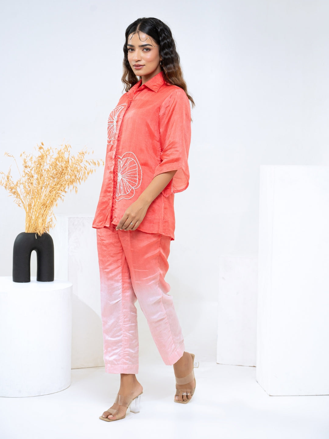 Ombre Summer Silk Peach Co-Ord Set