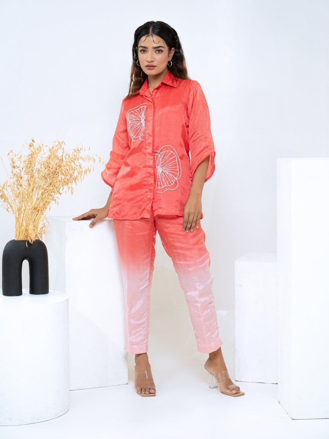 Ombre Summer Silk Peach Co-Ord Set