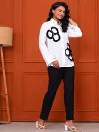 Italian Crepe White With Frills Co-Ord Set