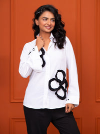 Italian Crepe White With Frills Co-Ord Set