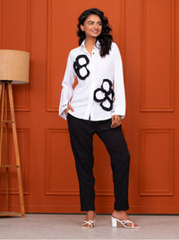 Italian Crepe White With Frills Co-Ord Set