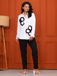 Italian Crepe White With Frills Co-Ord Set