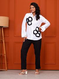 Italian Crepe White With Frills Co-Ord Set