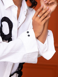 Italian Crepe White With Frills Co-Ord Set