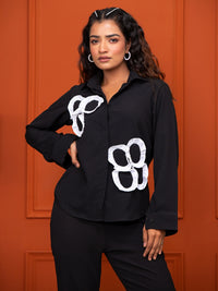 Italian Crepe Black With Frills Co-Ord Set