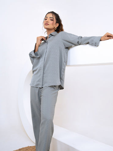 Silk Jacquard Grey Co-Ord Set