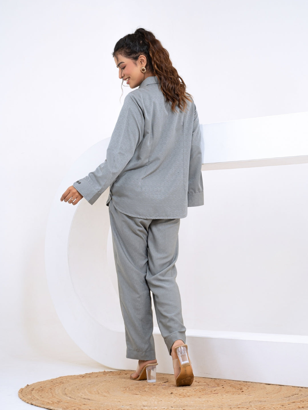 Silk Jacquard Grey Co-Ord Set