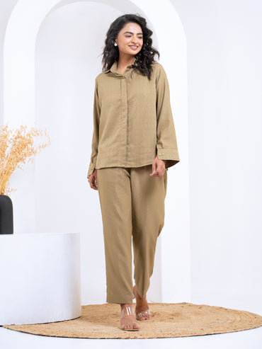 Silk Jacquard Khaki Co-Ord Set