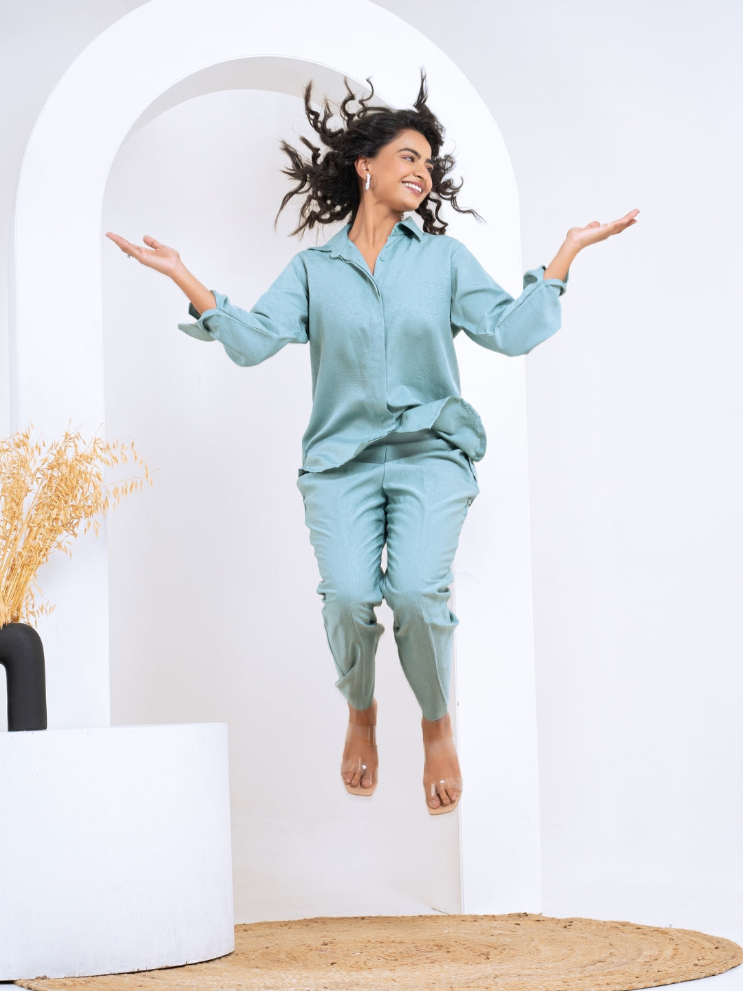 Silk Jacquard Green Co-Ord Set