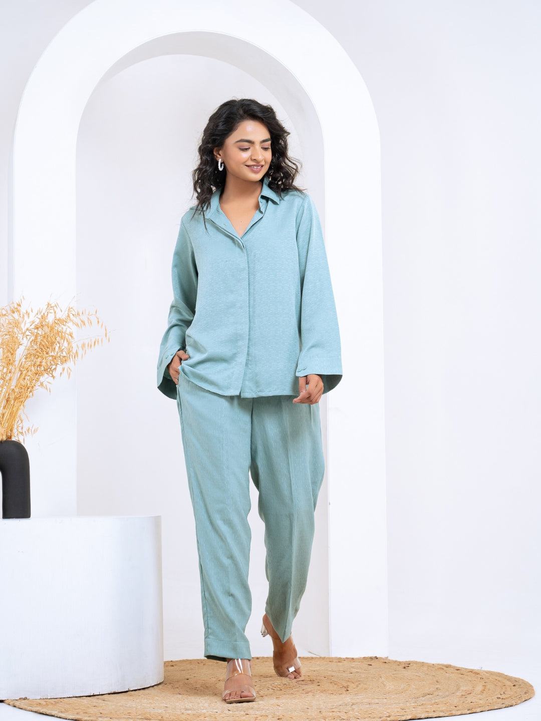 Silk Jacquard Green Co-Ord Set