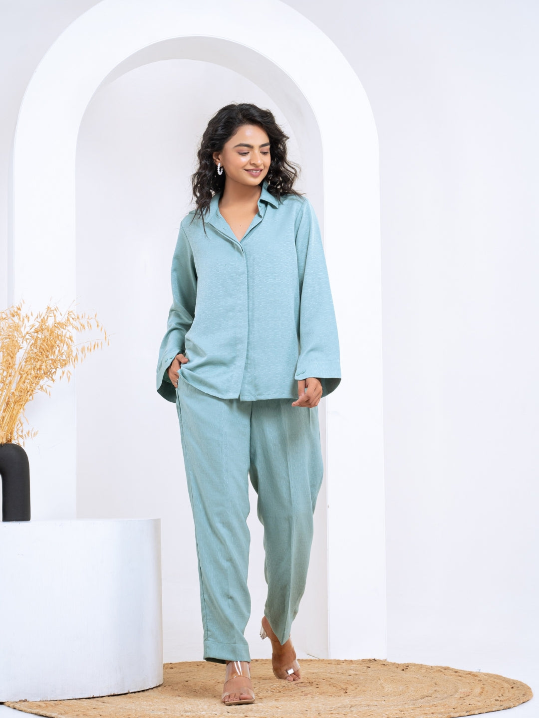 Silk Jacquard Green Co-Ord Set