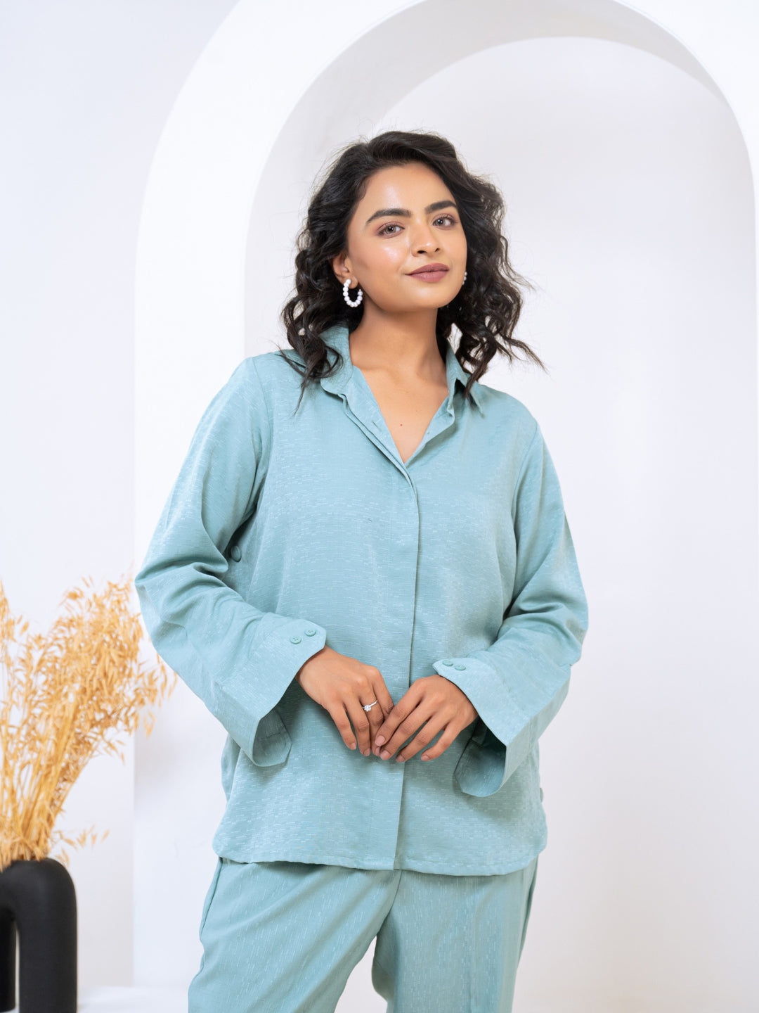 Silk Jacquard Green Co-Ord Set