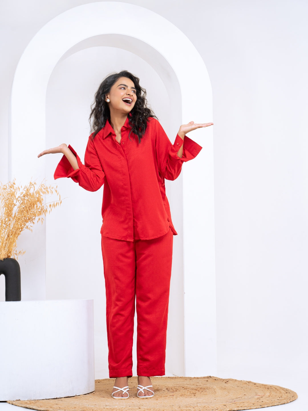 Silk Jacquard Red Co-Ord Set