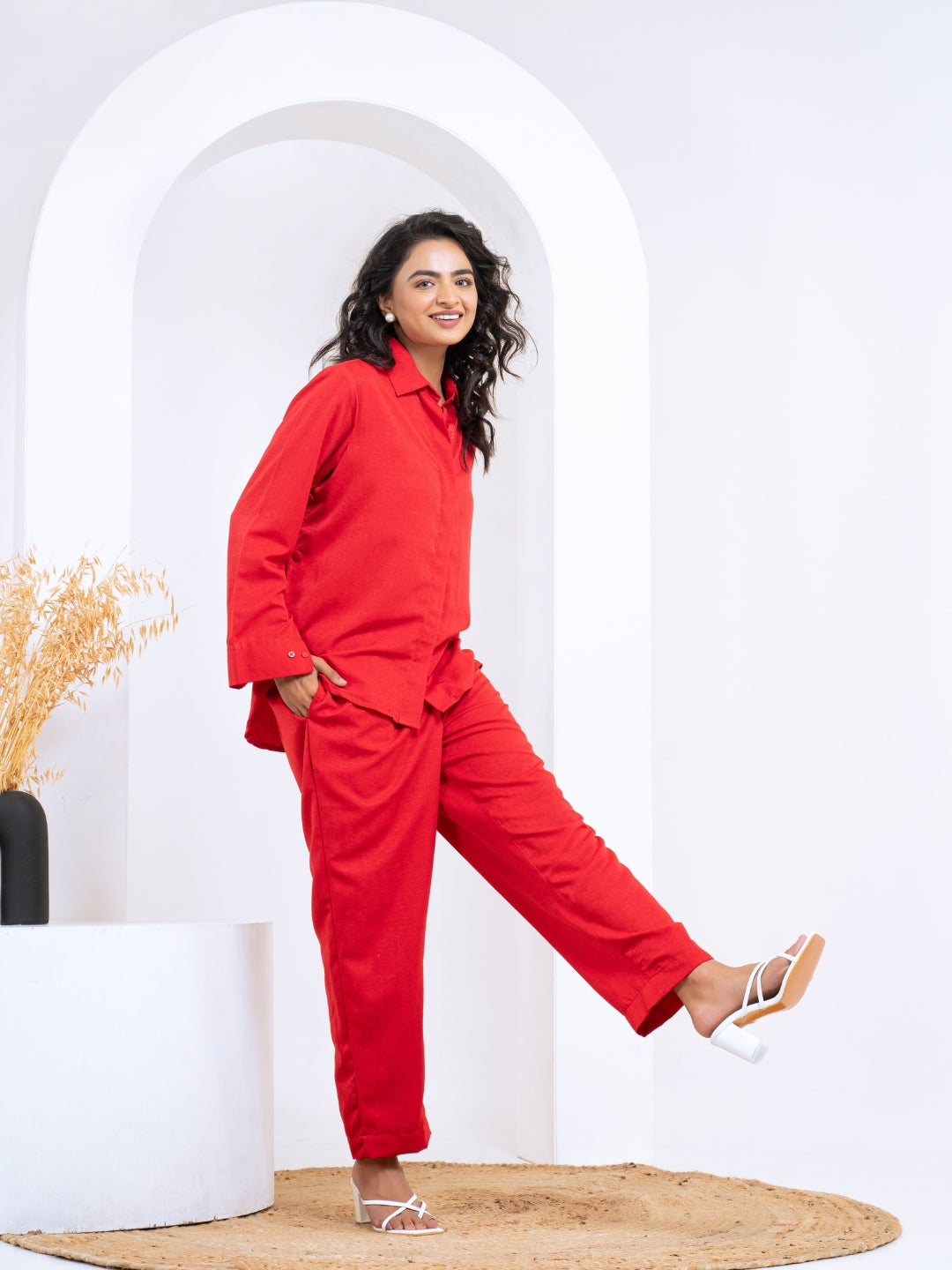 Silk Jacquard Red Co-Ord Set