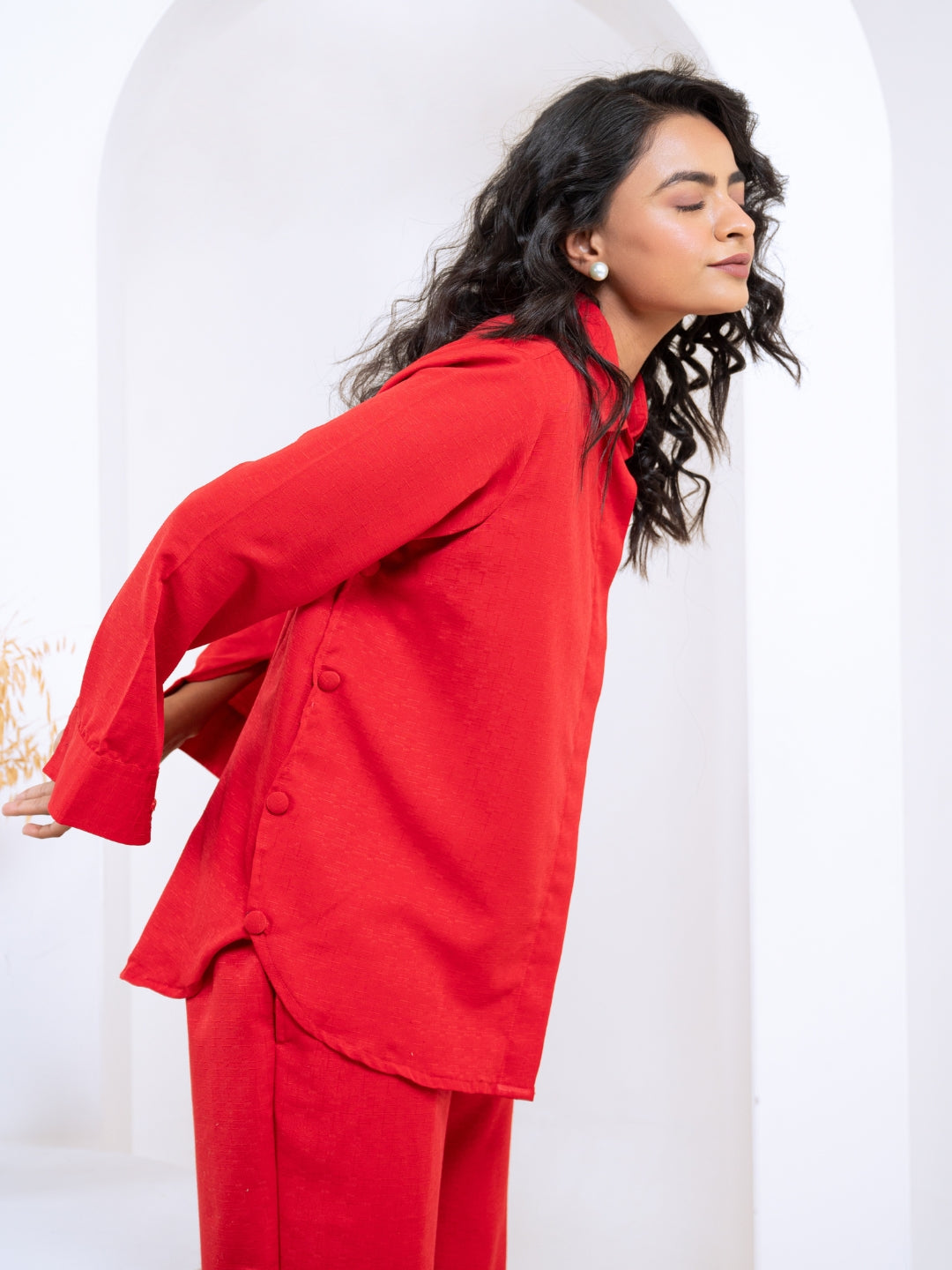 Silk Jacquard Red Co-Ord Set