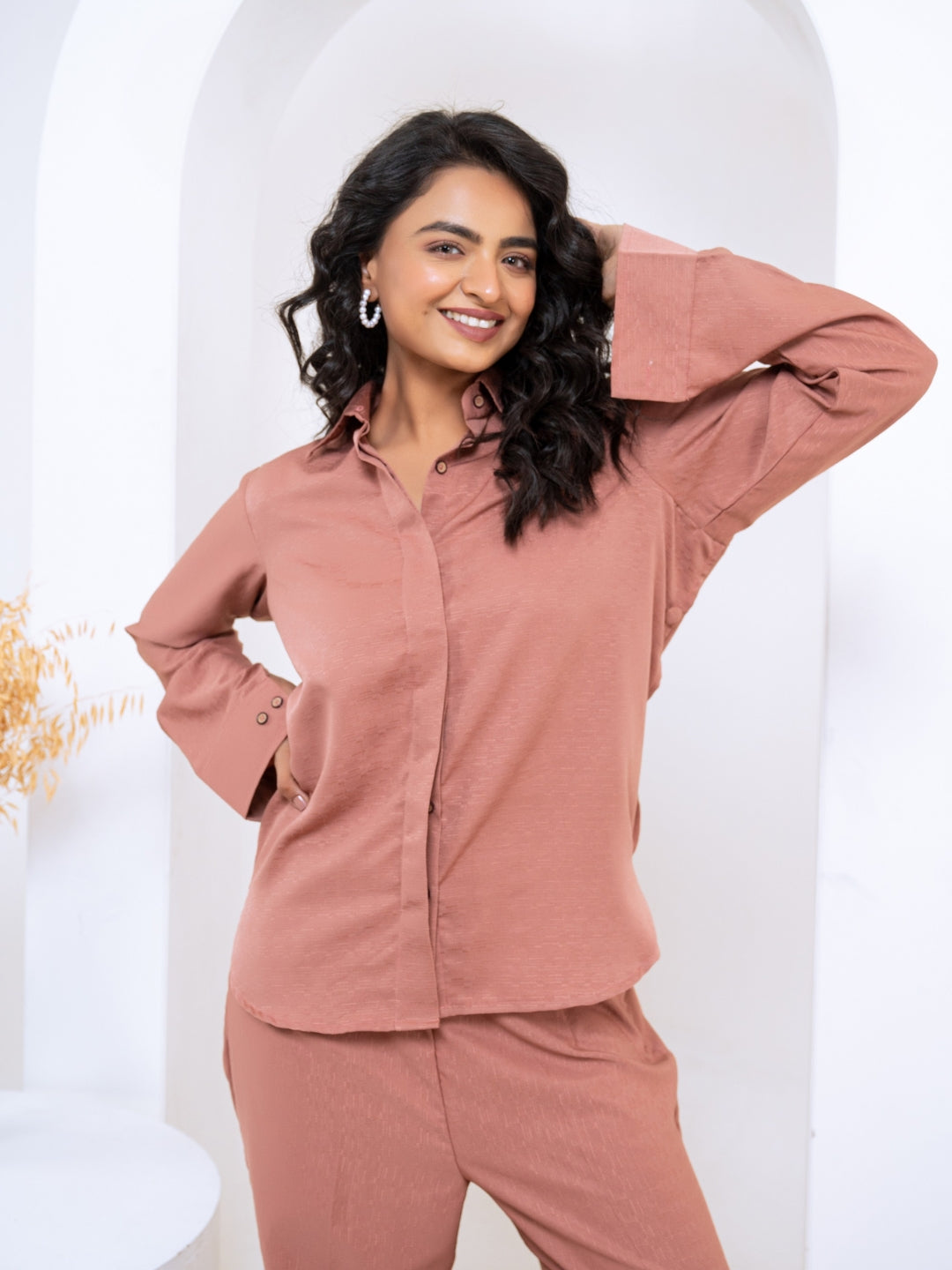 Silk Jacquard Rust Co-Ord Set