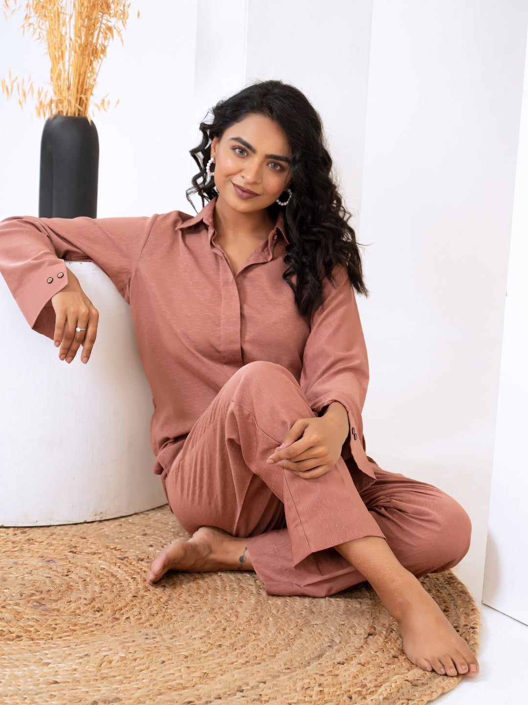Silk Jacquard Rust Co-Ord Set