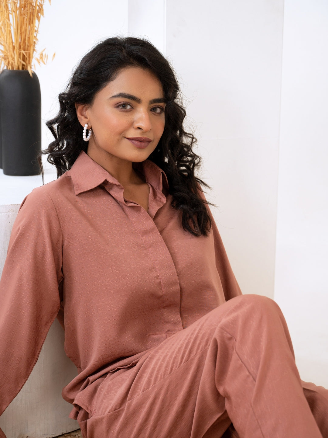 Silk Jacquard Rust Co-Ord Set