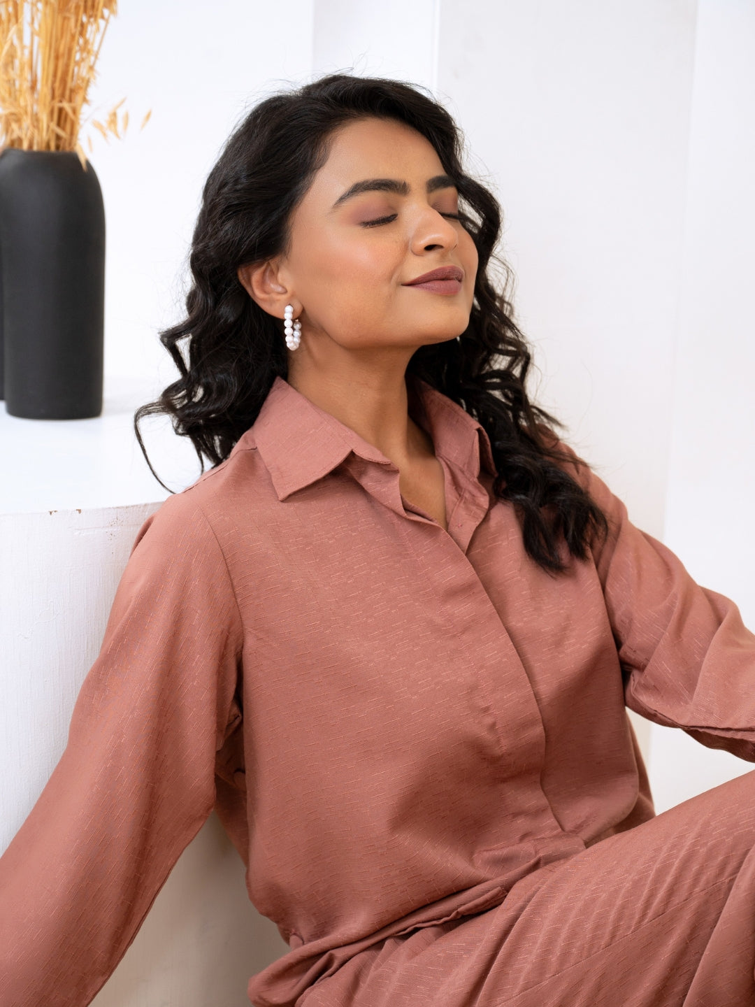 Silk Jacquard Rust Co-Ord Set