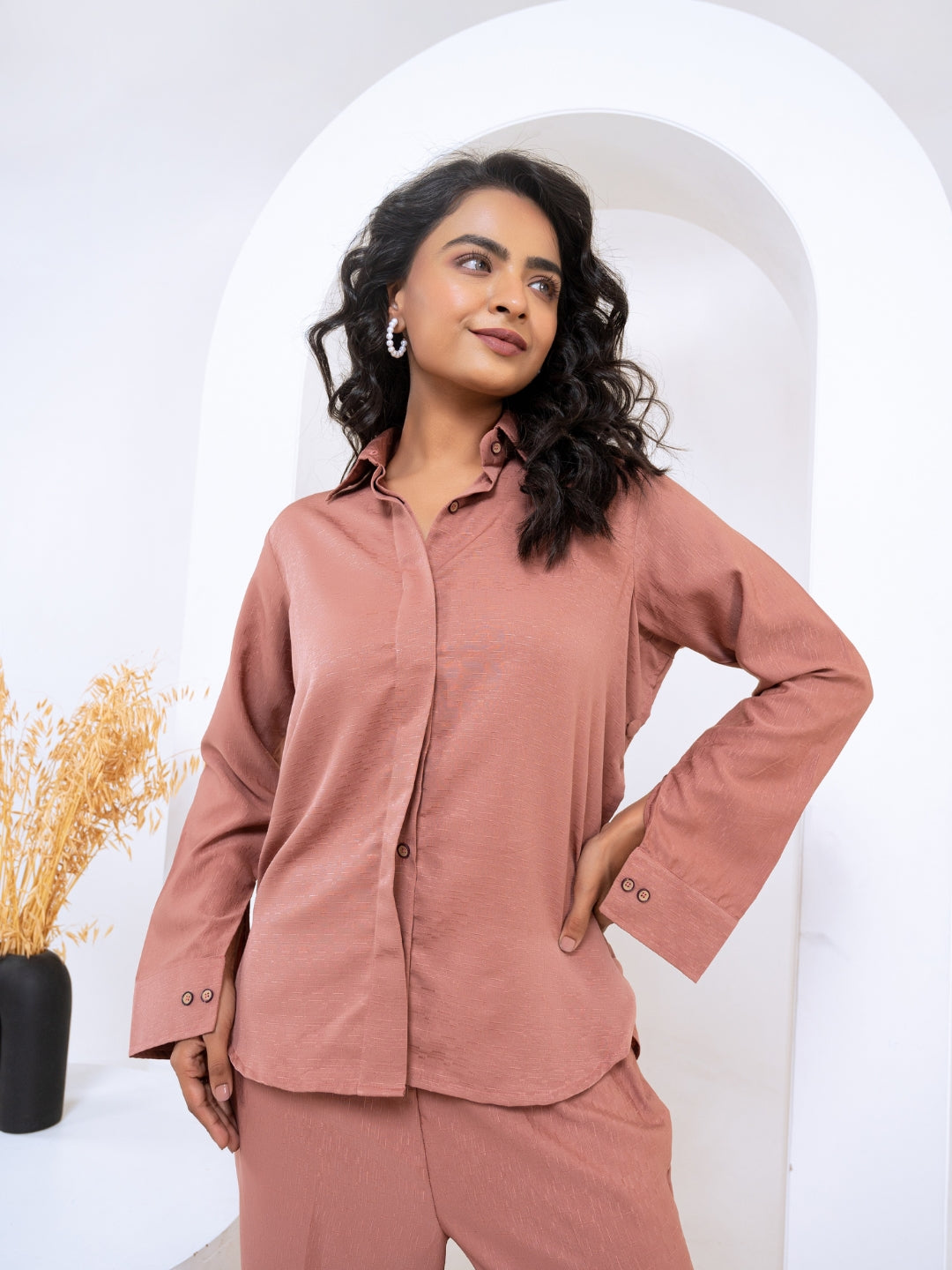 Silk Jacquard Rust Co-Ord Set