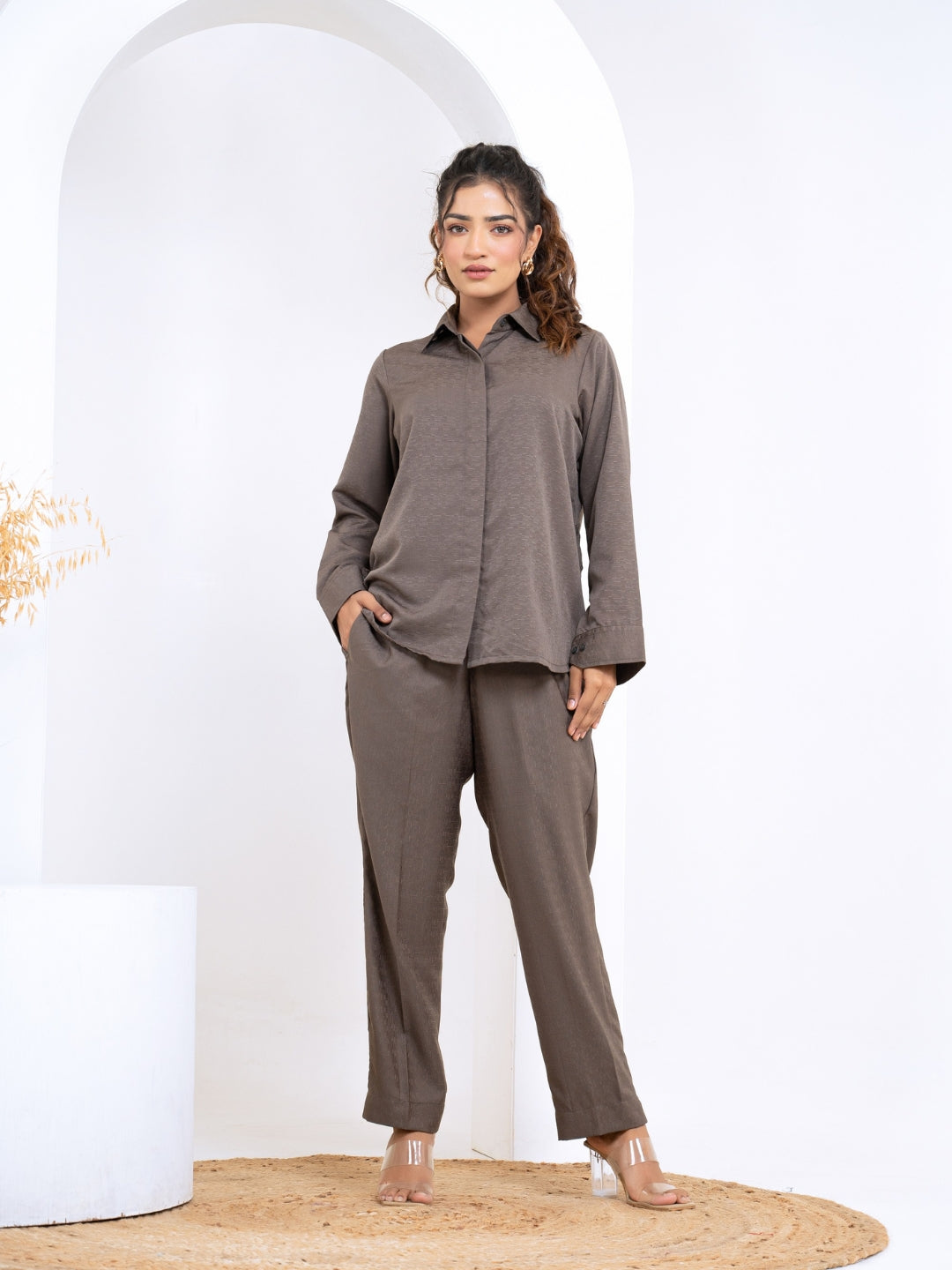 Silk Jacquard Coke Co-Ord Set