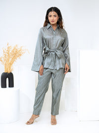 Tussar Jacquard Grey Co-Ord Set
