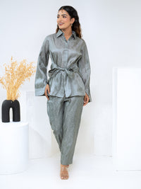 Tussar Jacquard Grey Co-Ord Set