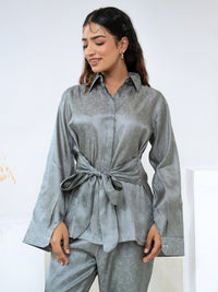 Tussar Jacquard Grey Co-Ord Set