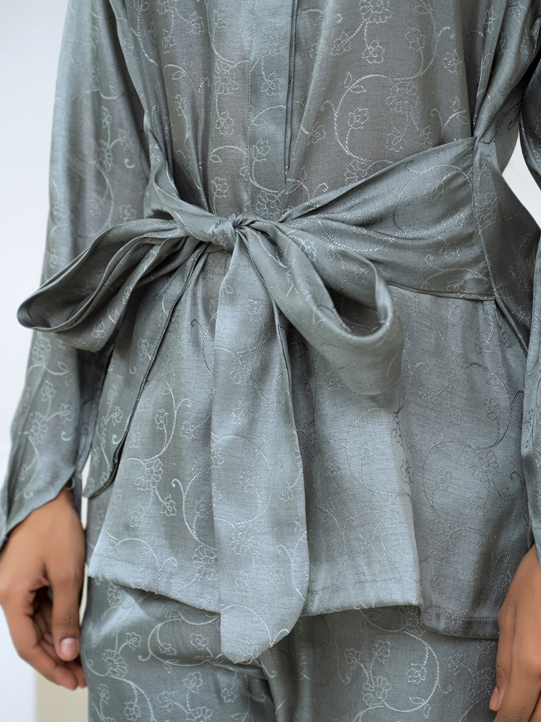 Tussar Jacquard Grey Co-Ord Set