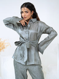 Tussar Jacquard Grey Co-Ord Set