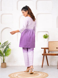 Cotton Shiffli Ombre Purple Co-ord Set