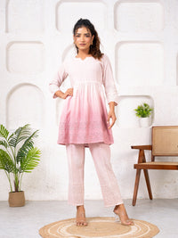 Cotton Shiffli Ombre Mauve Co-ord Set