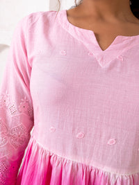 Cotton Shiffli Ombre Pink Co-ord Set