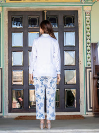 White Pure Cotton Flower Detailing Co-ord Set