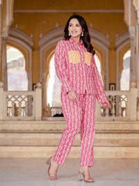 Pure Cotton Printed Pink Co-ord Set
