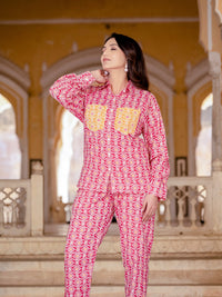 Pure Cotton Printed Pink Co-ord Set