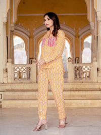 Pure Cotton Printed Yellow Co-ord Set