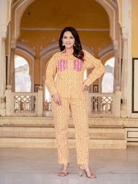 Pure Cotton Printed Yellow Co-ord Set