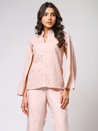 Rose Pink Cotton Shiffli Open Sleeves Co-ord Set