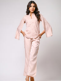 Rose Pink Cotton Shiffli Open Sleeves Co-ord Set