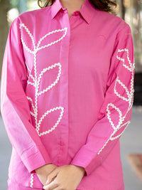 Pink Italian Cotton Co-ord Set With Lace Detailing