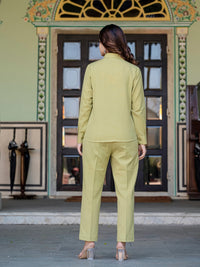 Green Cotton Co-ord Set With Lace detailing