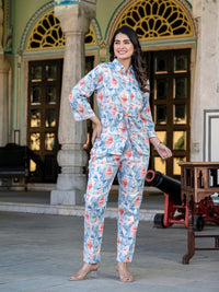 Blue Jam Cotton Floral Print Co-Ord Set