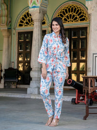 Blue Jam Cotton Floral Print Co-Ord Set